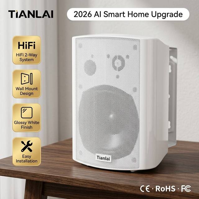 White Wall Mounted Outdoor Speaker with 2-Way Waterproof Loudspeaker for PA System Public Address Audio Bass Reflex