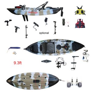 <span class=keywords><strong>Kayak</strong></span> de pêche électrique à une place Vicking 9,3 pieds avec propulsion à pédales, en plastique HDPE durable et léger, à aileron unique - Product Image 1