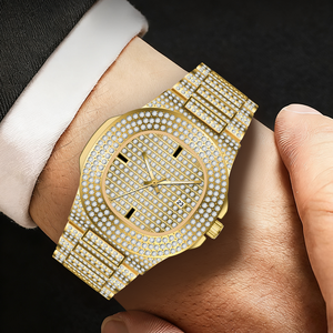 Orologi di Lusso Unisex con Diamanti a Prezzo Conveniente, Quadrante Grande in Oro e Argento con Strass, Orologio al Quarzo con Moissanite <span class=keywords><strong>per</strong></span> Uomo e Donna - Product Image 6