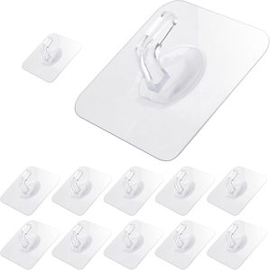 Modern Heavy-Duty Transparent Wall Mounted Coat <b>Hooks</b> Self-Adhesive Strong <b>Plastic</b> Coat Hanger <b>Hook</b> Bathroom Kitchen Living Room - Product Image 1