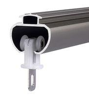 Rail de rideau coulissant en alliage d'aluminium, type Roman Rod, simple et double, fixation supérieure et latérale, avec roulettes