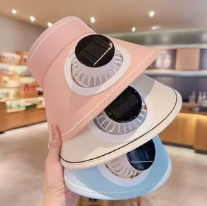 Sombrero de Verano con Ventilador <span class=keywords><strong>Solar</strong></span> de PVC a Rayas para Bebés, Protección <span class=keywords><strong>Solar</strong></span>, Parte Superior Abierta, Autocargable, Protección UV, Sombrero para Viajes y Actividades al Aire Libre - Product Image 2