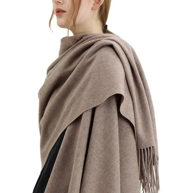 Venta al por mayor, chal poncho grueso personalizado, manta de pashmina tejida, pañuelos lisos de invierno para mujer, bufandas de lana de Cachemira 100