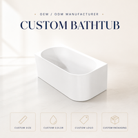 Baignoire autoportante en acrylique de qualité professionnelle 1,6/1,7 m, épaissie, renforcée, écologique, inodore, stable, antidérapante, pour usage hôtelier