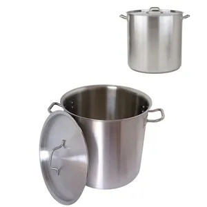 Dontalen Soup Making Stainless Steel Large Aluminium Ceramic Pot Hotel Restaurant 0.9mm Soup Stock Low Body Pot 03 Style 113L