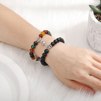 Bracelet en agate naturelle, bracelets magnétiques assortis en forme de cœur, 2 pièces, cadeaux de la Saint-Valentin pour couples, bracelets d'amitié