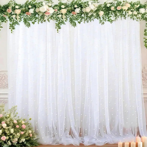 Sfondo Rettangolare <span class=keywords><strong>YR</strong></span> in Chiffon di Lusso con Decorazioni di Perle per Matrimoni e Compleanni, Riutilizzabile e Resistente per Esterni - Product Image 2