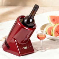 Enfriador de Vino Compacto con Diseño Clásico de Nogal, Mantiene el Vino Frío, Enfriador de Vino de Sobremesa
