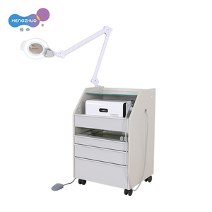 Xe đẩy dụng cụ làm móng 4 tầng bằng MDF cho tiệm nail, tích hợp đèn khử trùng, kính lúp xếp chồng, điều khiển chân tùy chọn - Product Image 3