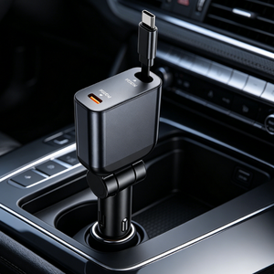 ที่ชาร์จในรถยนต์ USB-C PD60W ที่ชาร์จในรถยนต์แบบเร็วพิเศษอเนกประสงค์ ที่ชาร์จไร้สายแบบยืดหดได้ - Product Image 1