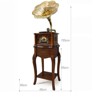 Tocadiscos Retro de Vinilo con Gran Bocina de Latón, Reproductor de CD Multivelocidad con Bluetooth, USB, MP3 y Radio FM, Decoración para el Hogar, Audio - Product Image 6