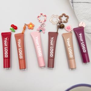 Baume à lèvres en forme de beignet doux en gros avec porte-clés, gloss à lèvres végétalien de haute qualité, tubes à presser - Product Image 3