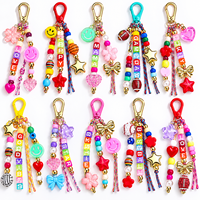 Kit de fabrication de porte-clés perlés DIY, breloques sportives pour le jour du match, perles acryliques en forme de lettres, ensemble de loisirs créatifs pour bracelets et lanières, pour filles et adultes