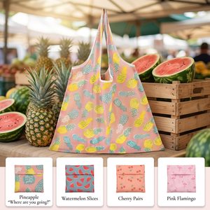 Reusable Shopping <b>Bag</b> 42x58cm <b>Foldable</b> Tote Grocery Fruit Print Pineapple Patterns Lightweight Shoulder Handle Eco <b>Bag</b> 4 Designs - Product Image 1