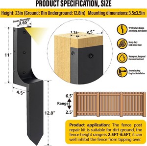 Estacas de tierra de anclaje de poste de valla de acero resistente personalizadas para reparación de poste de valla de madera inclinada o <span class=keywords><strong>rota</strong></span> - Product Image 2
