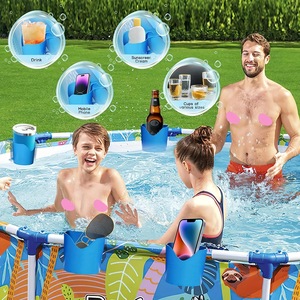 Poolside Cup Holder Blue Plastic Hook Type Beverage Storage For Swimming Pool Use - Product Image 1