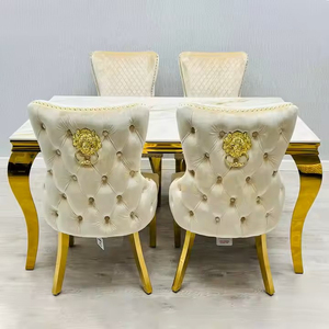 Italian Furniture <strong>Luxury</strong> <strong>Dining</strong> Table <strong>Set</strong> 4 <strong>6</strong> 8 <strong>Chairs</strong> Restaurant <strong>Dining</strong> Table and <strong>Chair</strong> <strong>Set</strong> Stainless Steel Marble <strong>Dining</strong> Table - Product Image 3
