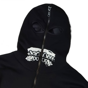 Personnalisé décontracté de haute qualité broderie pleine fermeture éclair sweats à capuche doublure en soie ajustée basique 100% coton sweats à capuche pour hommes - Product Image 3