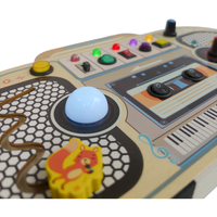 Tableau d'activités Montessori en bois portable avec enregistreur, jouet sensoriel, divers interrupteurs, boutons et poignées rotatives pour développer la motricité fine
