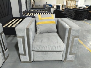 Ensemble de canapés et fauteuils de luxe en velours noir pour salon moderne, comprenant un canapé 3 places, un canapé 2 places, un canapé 1 place et un <span class=keywords><strong>fauteuil</strong></span> individuel, en tissu doré pour mobilier de maison. - Product Image 5