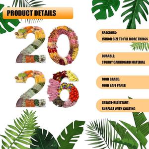 Caja de cartón ligera de 15 pulgadas con forma de número 2026, bandeja rellenable para alimentos, tabla de charcutería, decoración para fiestas de cupcakes y dulces - Product Image 4