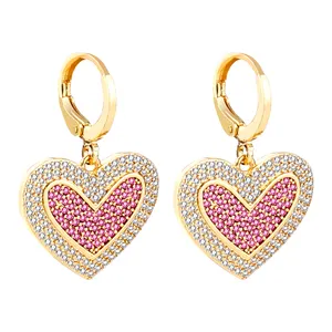 New red and pink heart ladies rhinestone jewelry necklaces and earrings heart charm mothers day gifts necklace 2024