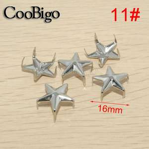 200pcs धातु कीलक स्पाइक स्टड पांच पंजे स्टार <span class=keywords><strong>Rivets</strong></span> स्टार सिरा पंक रॉक उपकरण चमड़ा क्राफ्ट कपड़े बैग सामान 16mm - Product Image 2