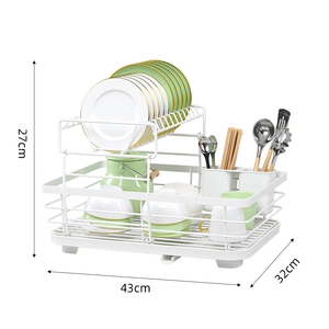 Escurridor <span class=keywords><strong>de</strong></span> Platos Metálico Moderno <span class=keywords><strong>de</strong></span> Dos Niveles, Organizador <span class=keywords><strong>de</strong></span> Encimera <span class=keywords><strong>de</strong></span> Cocina con Porta Cubiertos - Product Image 4
