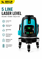 Niveau laser vert WUKI de qualité industrielle, 5 lignes croisées 3D à 360 degrés, super lumineux, faisceau laser rotatif 4D, auto-nivelant, 3 m