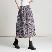Jupe mi-longue décontractée 100 % coton à imprimé floral pour femme, nouvelle collection printemps 2026, coupe ample, personnalisable OEM, respirante, vente en gros