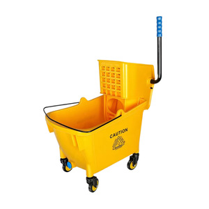 Yellow <b>Mop</b> Cart With 4 Wheels <b>And</b> Wringer For Commercial Cleaning Use - Product Image 1