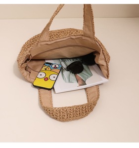 Sac à main de voyage de luxe personnalisé brodé, fait main en paille tressée, grande capacité, sac fourre-tout à bandoulière en paille pour femme - Product Image 6