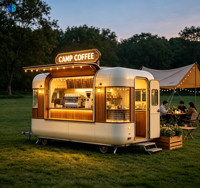 Remorque alimentaire moderne sur mesure en structure acier avec enseigne lumineuse intégrée et fenêtre de service entièrement équipée pour la vente mobile de boissons en hôtel
