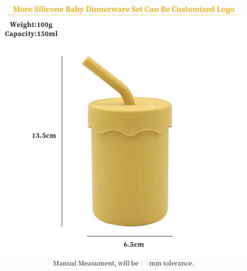 Nouveauté : Gobelets d'apprentissage en silicone de qualité alimentaire pour bébé, sans BPA, avec paille en silicone pour l'alimentation et l'apprentissage - Product Image 5