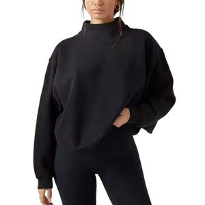 Sweat-shirt à capuche en molleton 100 % coton de haute qualité pour femme, à manches longues, avec logo personnalisé, style décontracté, coupe courte - Product Image 1