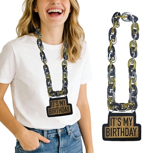 Collana con Catena in ABS Personalizzata con Scritta 'È <span class=keywords><strong>IL</strong></span> <span class=keywords><strong>MIO</strong></span> COMPLEANNO' per Feste, <span class=keywords><strong>San</strong></span> <span class=keywords><strong>Valentino</strong></span>, Ringraziamento, Natale e Festa del Papà - Product Image 1