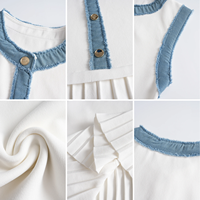 Robe Courte Tricotée Slim Ajustée pour Femme, Modèle Printemps-Été 2025, Sans Manches, en Jean Patchwork, Boutonnage Simple