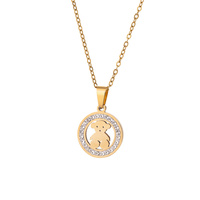 Pendentif géométrique en acier inoxydable de vente chaude avec la conception de luxe de lumière de diamant collier de chaîne de serrure en acier au titane d'ours