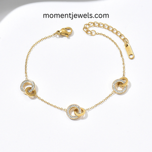 womens round gold <b>bracelet</b> rhinestone inlaid simple elegant jewelry suitable for party daily wear and special occasions - Product Image 1