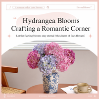 Bunga Hydrangea Buatan Sutra 3D Cetak Gaya Influencer QiYing Victory untuk Dekorasi Rumah, Ruang Tamu, dan Pernikahan Model QYJ001 China