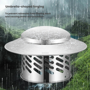 Cache-venteau en acier inoxydable SUS304 en forme <span class=keywords><strong>de</strong></span> parapluie pour <span class=keywords><strong>cheminée</strong></span>, couvercle <span class=keywords><strong>de</strong></span> ventilation <span class=keywords><strong>de</strong></span> toit, <span class=keywords><strong>protection</strong></span> contre le vent, la pluie, les insectes et les <span class=keywords><strong>oiseaux</strong></span> - Product Image 5