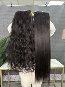 Extensions <span class=keywords><strong>de</strong></span> cheveux vierges vietnamiens 100 % naturels, lisses et ondulés, tissage double trame, pour femmes – Meilleures ventes - Product Image 1