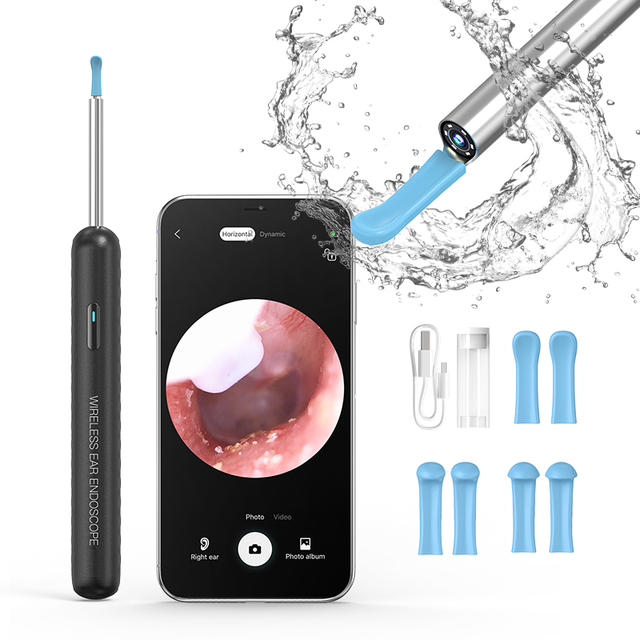X9-Black Visual Wireless Otoscope Kit Smart Ear Cleaner WiFi Pediatric Endoscope Spoon Set Ear Wax Remover Beauty Personal