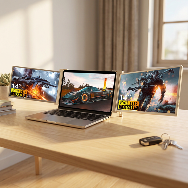Triple Screen for Laptop-Plug and Play,No Driver,360° up and Down Flipped,14-inch ,Easy to Carry,Distributor Wanted