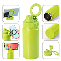 Bouteille d'eau sport isotherme en acier inoxydable 304 de 18 oz avec support magnétique pour téléphone, double paroi, garde au chaud 12h et au froid 24h
