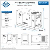 Generador Diésel Portátil Silencioso JSST de 58KVA con Remolque, 50/60Hz, Arranque de 12V CC