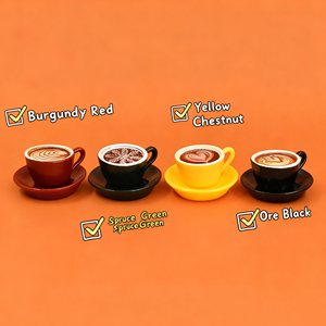 Cute DIY Eco-friendly Painted Resin Accessories Play Set <b>Miniature</b> Coffee Cup Plate Coffee Cup Pattern for Desktop Christmas - Product Image 3