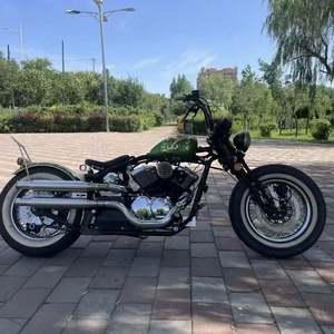 Moto Bobber V-Twin 250cc d'<span class=keywords><strong>occasion</strong></span> de haute qualité, <span class=keywords><strong>Chopper</strong></span> Hardtail personnalisé, Moto à essence d'<span class=keywords><strong>occasion</strong></span> avec pneus à flancs blancs, Certifiée CE - Product Image 2