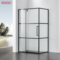 Paroi de douche coulissante sans cadre, design européen, charnière en acier inoxydable, porte en verre pour salle de bain, séparation sec/humide facile