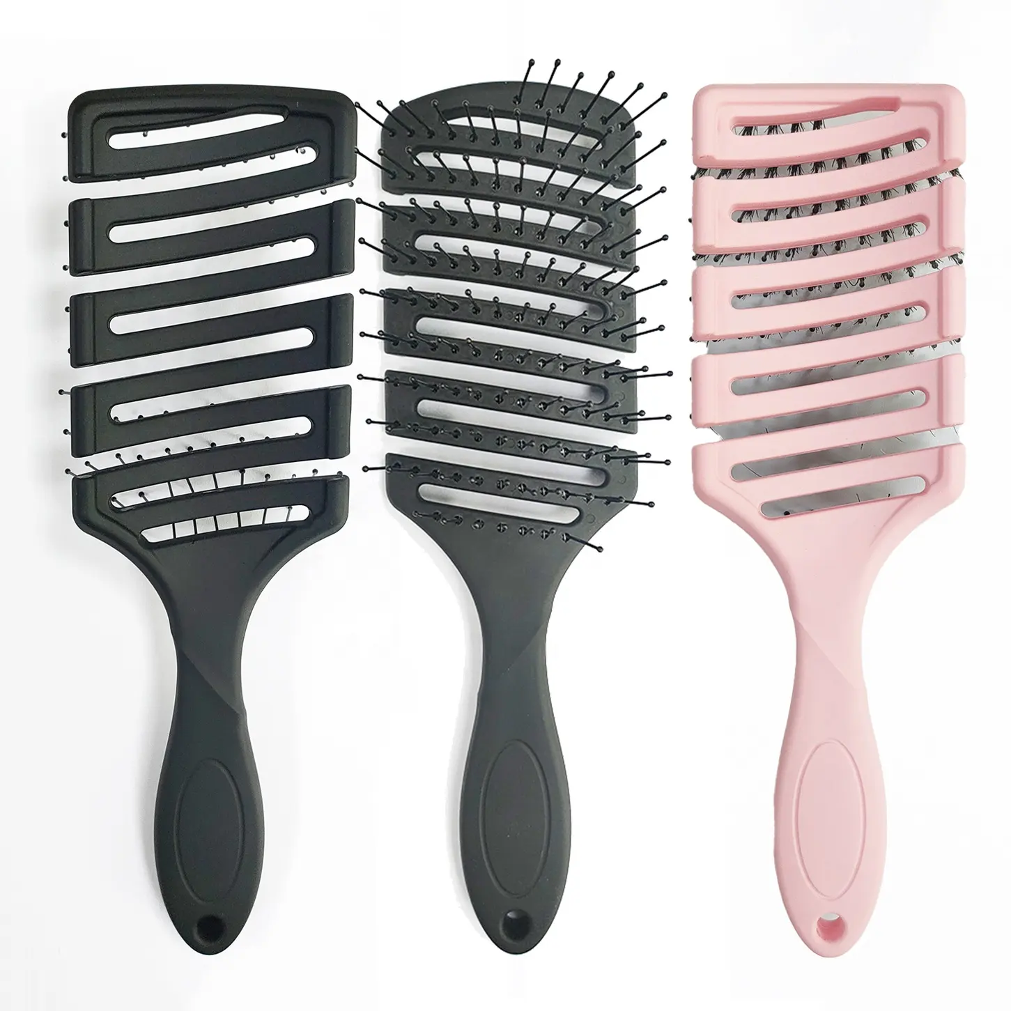 Le nouveau design démêlant les cheveux brosse de massage du cuir chevelu doux poils de sanglier mixtes favorise la brosse à cheveux évent pliable lisse pour les femmes